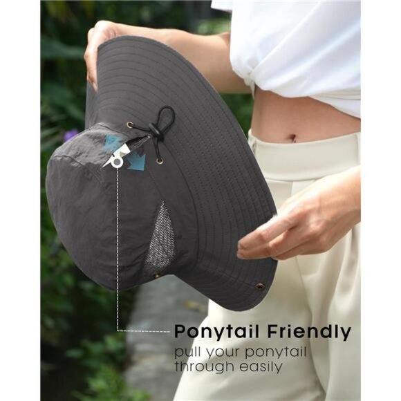 Women\'s Sun Hat with Ponytail Hole Summer Wide Brim UPF 80+ main image 5